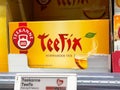 Teekanne teefix schwarztee packaging in grocery store display Royalty Free Stock Photo