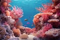 Teeming Pink coral reef ocean nature. Generate Ai Royalty Free Stock Photo