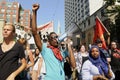 Teen activists shouting with a megaphone. Royalty Free Stock Photo