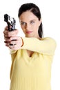 Teen aiming girl. Royalty Free Stock Photo