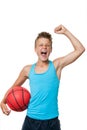 Teen basketball player with winning attitude. Royalty Free Stock Photo