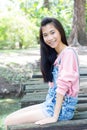 Teen beautiful girl pink shirt Denim Shorts Royalty Free Stock Photo