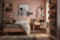 Teen Bedroom: Create a set of images that showcase a stylish, functional teen bedroom. Generative AI