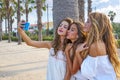 Teen best friends girls group shooting selfie Royalty Free Stock Photo