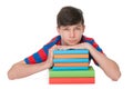 Teen boy with books Royalty Free Stock Photo