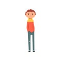 Teen boy in casual clothes, schoolboy cartoon vector Illustration on a white background