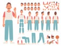 Teen boy character constructor for animation. A wide variety of body positions, arms and legs, postures and gestures