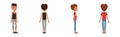 Teen Boy Character Creation Stand Front and Back Pose Vector Set