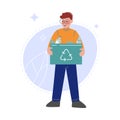 Teen Boy Collecting Plastic Bottles for Recycling, Volunteer Saving and Protecting the Environment from Pollution Vector