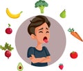 Teen Boy Disliking Healthy Eating Vector Cartoon Illustration Royalty Free Stock Photo