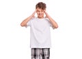 Teen boy emotions and signs Royalty Free Stock Photo