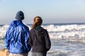 Teen Boy Girl Beach Waves Royalty Free Stock Photo