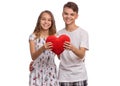 Teen boy and girl on white Royalty Free Stock Photo