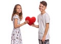 Teen boy and girl on white Royalty Free Stock Photo