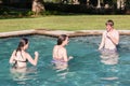 Teen Boy Girls Swim Pool Hangout Royalty Free Stock Photo