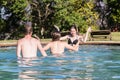 Teen Boy Girls Swim Pool Hangout Royalty Free Stock Photo