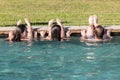 Teen Boy Girls Swim Pool Hangout Royalty Free Stock Photo