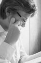 Teen boy in glasses reads a book Royalty Free Stock Photo