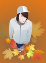 teen boy in gumshoes autumn