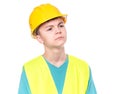 Teen boy in hard hat Royalty Free Stock Photo