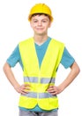 Teen boy in hard hat