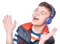 Teen boy with headphones Royalty Free Stock Photo