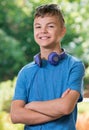 Teen boy with headphones