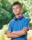 Teen boy with headphones