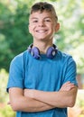 Teen boy with headphones