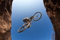 Teen Boy jumps with his dirt bike Royalty Free Stock Photo