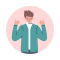 Teen Boy Making Two Thumbs Up Gesture, Teenager Expressing Positive Emotions, Nonverbal Communication Concept Cartoon