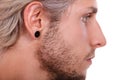 Teen boy with piercing and fashionable hairstyle Royalty Free Stock Photo