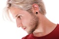 Teen boy with piercing and fashionable hairstyle Royalty Free Stock Photo