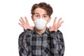 Teen boy in protective face mask Royalty Free Stock Photo