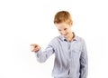 Teen boy shows hands signs Royalty Free Stock Photo