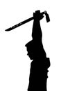 Teen Boy Silhouette Ninja Kid Holding Samurai Sword Royalty Free Stock Photo