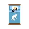 Teen boy sleeping in the bed with his dog, view from above cartoon vector illustration Royalty Free Stock Photo