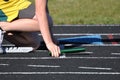 Teen Boy in the Starting Blocks Royalty Free Stock Photo