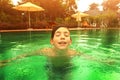 Teen boy in swimming pool close up photo Royalty Free Stock Photo