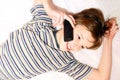 Teen boy talking on cell phone Royalty Free Stock Photo