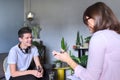 Teen boy talking to psychologist, individual therapy session for teenage with doctor Royalty Free Stock Photo