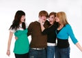 Teen boy with three girls