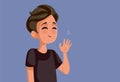 Teen Boy Waving Hello Vector Cartoon Illustration