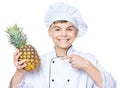 Teen boy wearing chef uniform Royalty Free Stock Photo