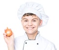 Teen boy wearing chef uniform Royalty Free Stock Photo