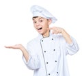 Teen boy wearing chef uniform Royalty Free Stock Photo