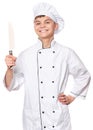 Teen boy wearing chef uniform Royalty Free Stock Photo