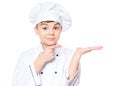 Teen boy wearing chef uniform Royalty Free Stock Photo