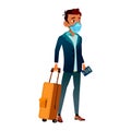 Teen Boy Wearing Facial Mask In Airport Vector Royalty Free Stock Photo