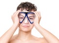 Teen boy wearing mask Royalty Free Stock Photo